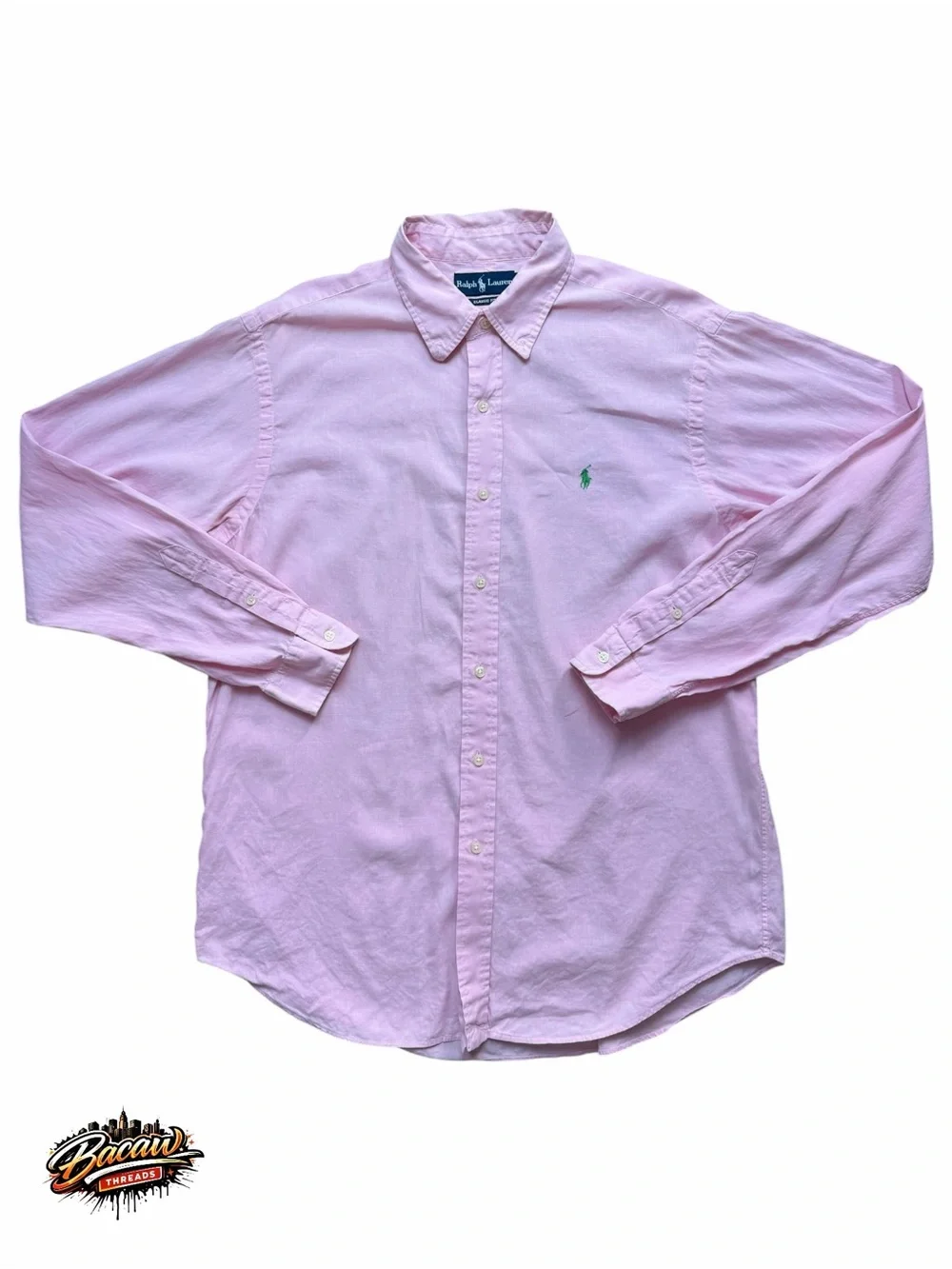 Ralph Lauren Shirt Mens Medium Light Pink Button Down Classic Fit Long Sleeve